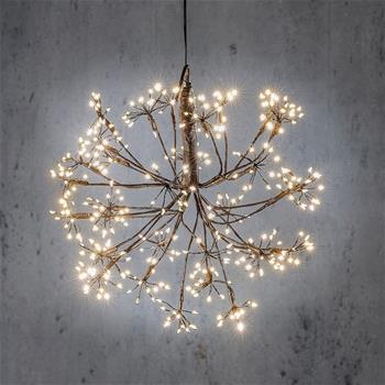 Závěsný kulatý květ s 384LED, t.bílá s časovačem hnědý 30cm