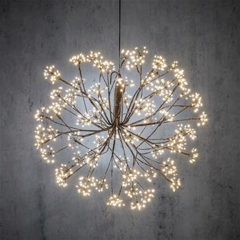 Závěsný kulatý květ s 912LED, t.bílá s časovačem hnědý 50cm