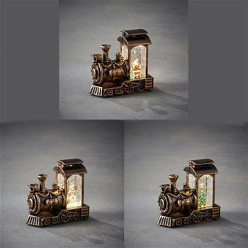 Lokomotiva polyresinová s lucernou a LED, t.bílá na baterie mix 12,5cm