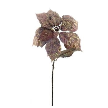 Poinsettia řezaná umělá sametová lilková 74cm