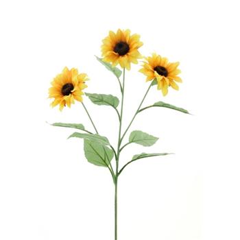 Slunečnice TEXAS řezaná umělá se 3 květy žlutá 78cm