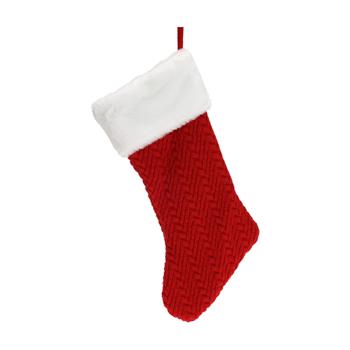 Punčocha vánoční pletená polyesterová červená 48cm