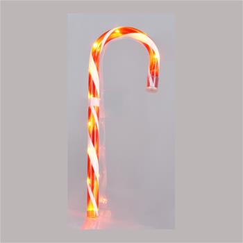 Lízátko hůlka s 11LED, t.bílá na baterie bílo-červené 45cm