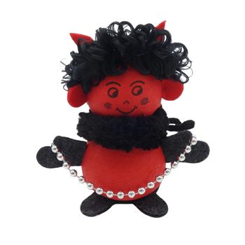 Čert stojící s šálou červeno-černý 15cm