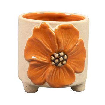 Obal kulatý keramický AISHA na nohách oranžovo-béžový 8cm