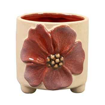 Obal kulatý keramický AISHA na nohách červeno-béžový 8cm