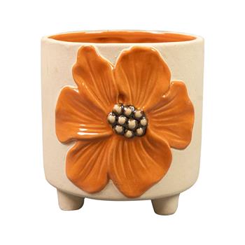 Obal kulatý keramický AISHA na nohách oranžovo-béžový 14cm