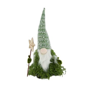 Skřítek mechový s hvězdou bílo-zelený 35cm