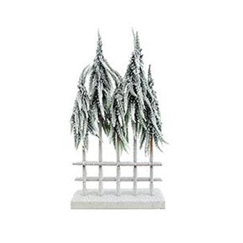 Dekorace stromy s plotem na podstavci zasněžené 48x25cm