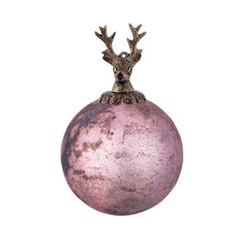 Ozdoba koule skleněná s jelenem bronzová 10cm