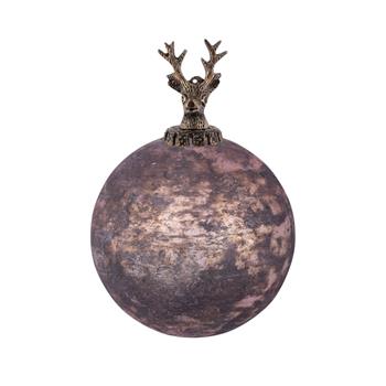 Ozdoba koule skleněná jelen antik bronzová 12cm