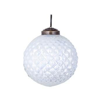 Ozdoba koule skleněná  diamant bílá 8cm