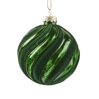 Ozdoba koule skleněná, tmavě zelená, 8cm