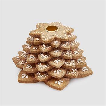 Svícen perníkové hvězdy na 1 svíčkupolyresinový bílo-hnědý 17cm