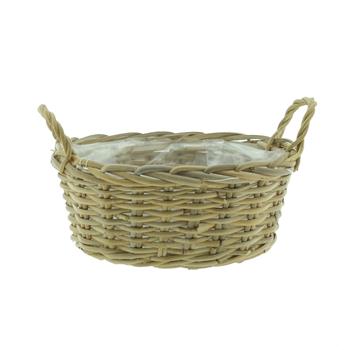 Obal oválný proutěný se 2 uchy a igelitem přírodní 24cm