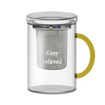 Hrnek se sítkem KEEP RELAXED z borosilikátového skla 420ml