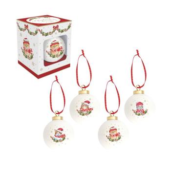 Ozdoba porcelánová CHRISTMAS CATS bílá mix 14cm