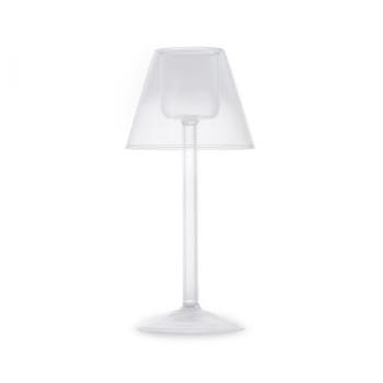 Svícen skleněná lampička na noze na čajovku čirá 22cm