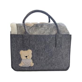 Deka v tašce MY TEDDY s medvědem polyesterová šedá 130x160cm