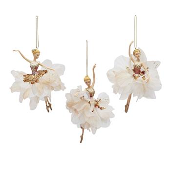 Ozdoba baletka z polyresimu zlato-růžová mix 17cm