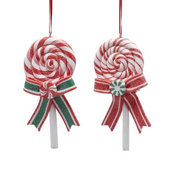 Ozdoba kulaté lízátko bílo-červené mix 13cm