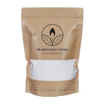 Vosk na svíčku PEARLSAND + 4 knoty, bílý 400g