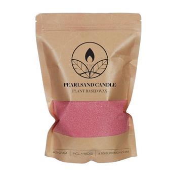 Vosk na svíčku PEARLSAND + 4 knoty, růžový 400g