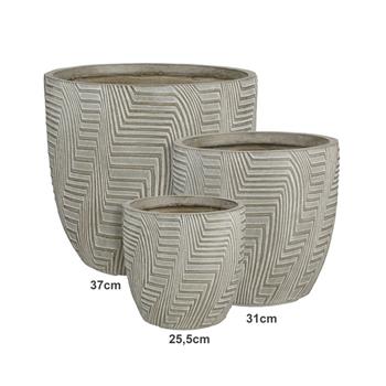 Květináč kulatý GLACIAR z magnesia šedý 31cm