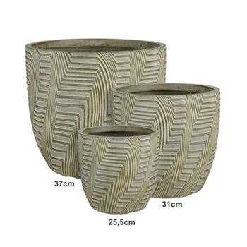 Květináč kulatý GLACIAR z magnesia tm.šedý 25,5cm