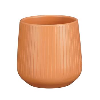 Obal kulatý keramický AMBER rýhovaný oranžový 12cm