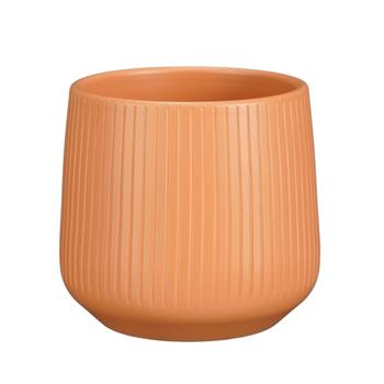 Obal kulatý keramický AMBER rýhovaný oranžový 14cm