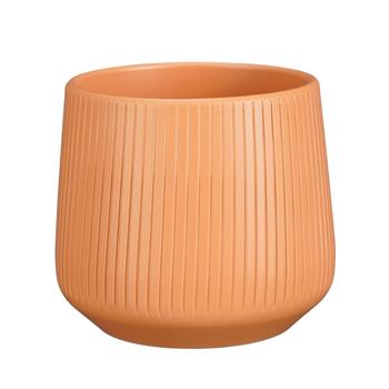 Obal kulatý keramický AMBER rýhovaný oranžový 15,5cm