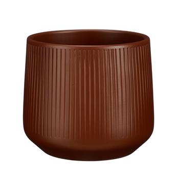 Obal kulatý keramický AMBER rýhovaný hnědý 17cm