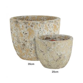 Květináč kulatý keramický MACHU béžová patina 25cm