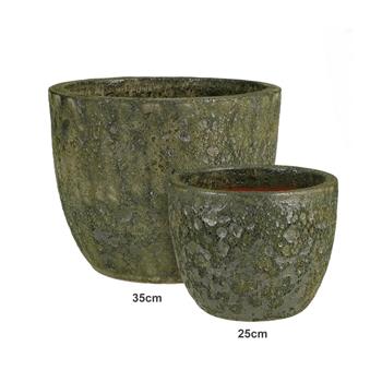 Květináč kulatý keramický MACHU zelená patina 35cm