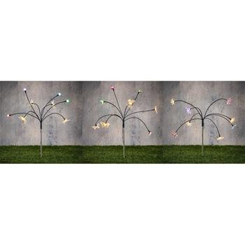 Zápich zahradní solární LED květiny/motýli/vážky mix 72cm