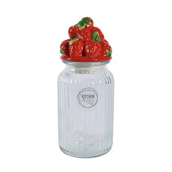 Dóza skleněná s jahodovým víčkem KITCHEN GOODS 26,5cm