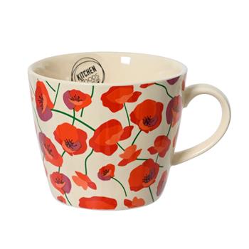 Hrnek porcelánový KITCHEN GOODS s vlčími máky bílo-červený 10cm