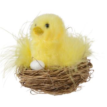 Kuře polyesterové v bambusovém hnízdě, 7cm