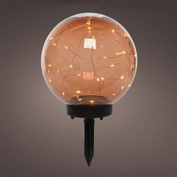 Lampa koule solární venkovní 30mLED, t.bílá s časovačem jantarová 28cm