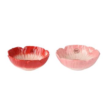Miska kulatá KITCHEN GOODS vlčí mák z dolomitu červená/růžová mix 16cm