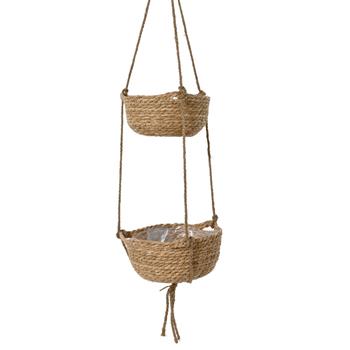 Obal kulatý závěsný 2 patrový z mořské trávy a igelitem přírodní 20cm