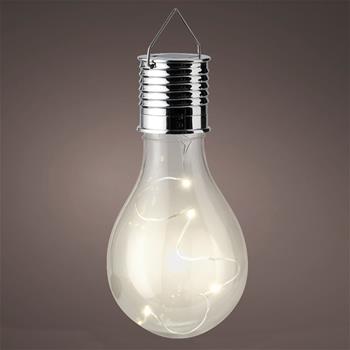Žárovka solární se 4microLED, t.bílá s časovačem 14cm