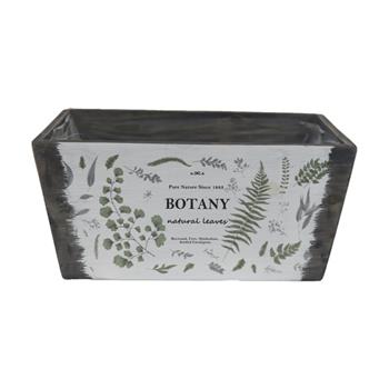 Truhlík hranatý dřevěný BOTANY s igelitem hnědo-bílý 24cm