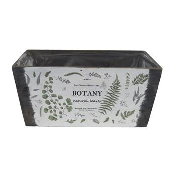 Truhlík hranatý dřevěný BOTANY s igelitem hnědo-bílý 27cm