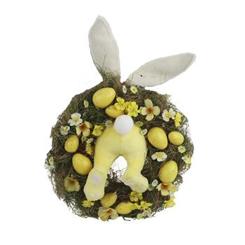 Věnec proutěný se zajícem žluto-přírodní 34cm