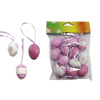 Ozdoba plastové vejce s květy, 12ks