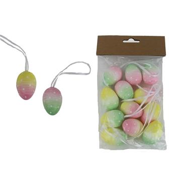 Ozdoba plastové barevné vejce s puntíky 12ks