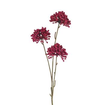 Květ řezaný umělý se 3 květy růžový 60cm