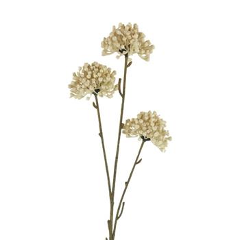Květ řezaný umělý se 3 květy bílý 60cm